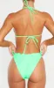 Green Frill Edge Ruched Back Bikini Bottoms sold by Pretty Little Thing