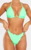 Green Frill Edge Ruched Back Bikini Bottoms sold by Pretty Little Thing
