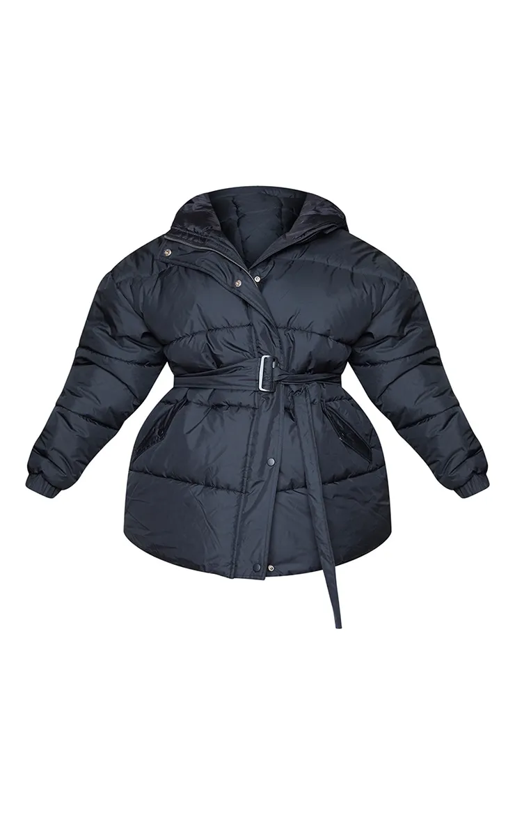 Plus Black Belted Puffer sold by Pretty Little Thing product image thumbnail 5