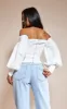 White Bardot Balloon Sleeve Corset Top sold by Pretty Little Thing