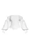White Bardot Balloon Sleeve Corset Top sold by Pretty Little Thing