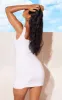 White Slinky Ruched Sleeveless Bodycon Dress sold by Pretty Little Thing