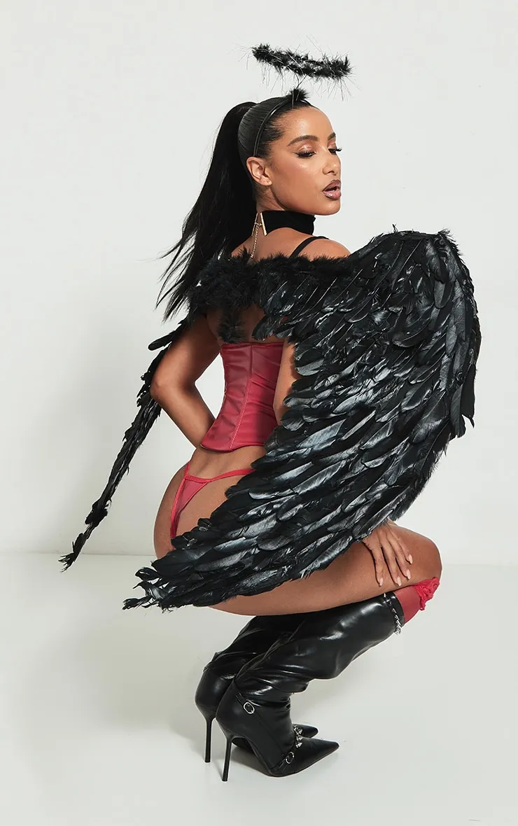 Black Extra Large Feather Angel Wings sold by Pretty Little Thing product image thumbnail 2