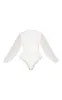 Plus White Eyelet Detail Mesh Sleeve Bodysuit sold by Pretty Little Thing