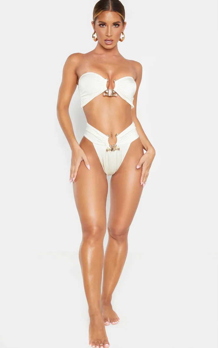 Cream Hammered Trim Bandeau Bikini Top sold by Pretty Little Thing product image thumbnail 4