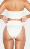 Cream Hammered Trim High Waist Bikini Bottoms sold by Pretty Little Thing