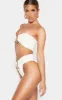 Cream Hammered Trim High Waist Bikini Bottoms sold by Pretty Little Thing