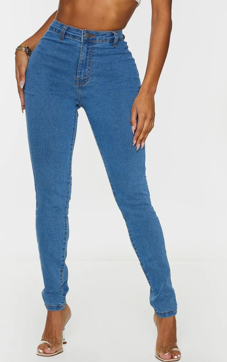 Shape Mid Wash Disco Skinny Jeans sold by Pretty Little Thing product image thumbnail 2