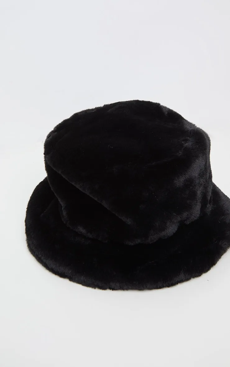 Black Faux Fur Bucket Hat sold by Pretty Little Thing product image thumbnail 3
