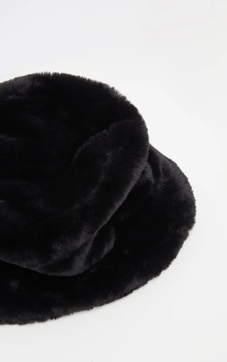 Black Faux Fur Bucket Hat sold by Pretty Little Thing product image thumbnail 4