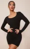 Petite Black Long Sleeve Jersey Mini Dress sold by Pretty Little Thing