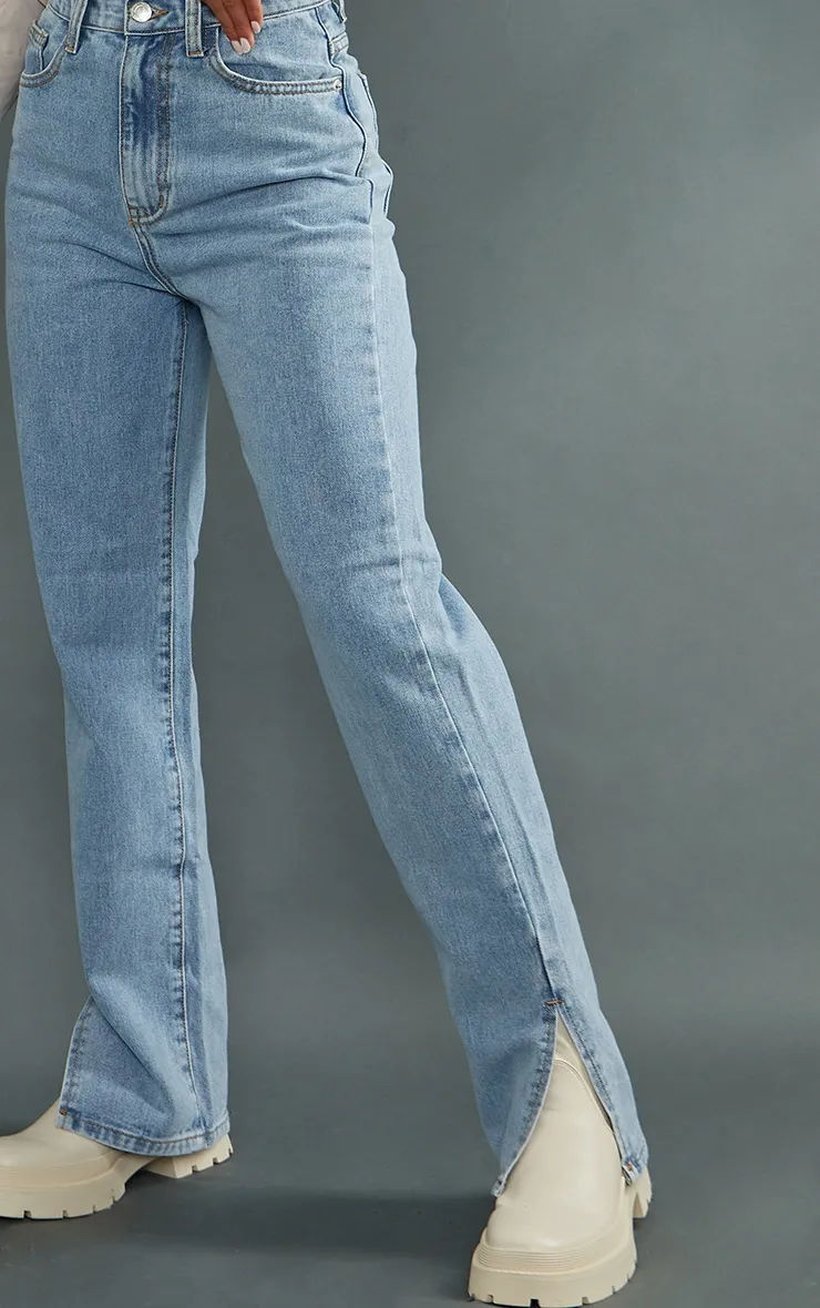 Petite Light Wash Split Hem Jeans sold by Pretty Little Thing product image thumbnail 4