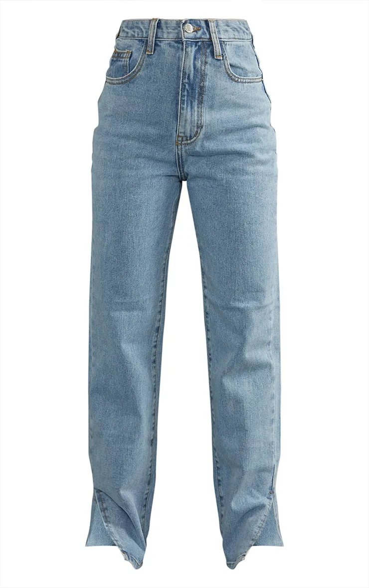 Petite Light Wash Split Hem Jeans sold by Pretty Little Thing product image thumbnail 5