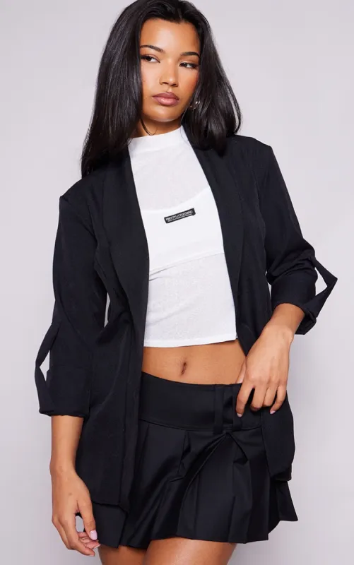 Black Basic Turn Up Sleeve Blazer sold by Pretty Little Thing