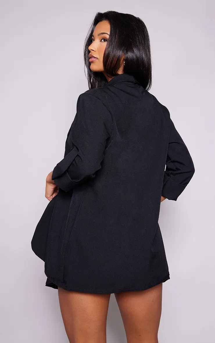 Black Basic Turn Up Sleeve Blazer sold by Pretty Little Thing product image thumbnail 2