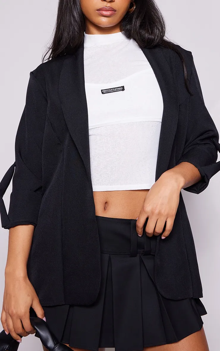 Black Basic Turn Up Sleeve Blazer sold by Pretty Little Thing product image thumbnail 4