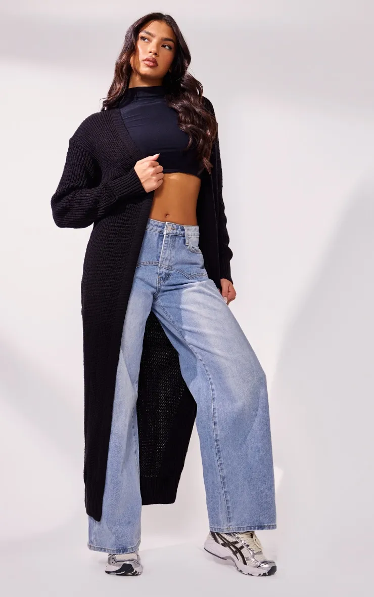 Black Maxi Knitted Cardigan sold by Pretty Little Thing