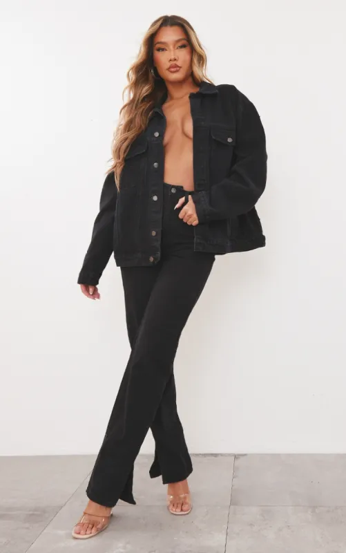 Black Split Hem Jeans sold by Pretty Little Thing