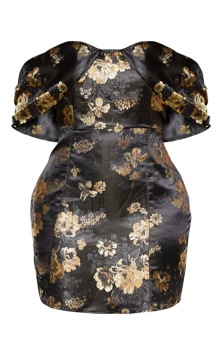 Shape Black Floral Bardot Bodycon Dress sold by Pretty Little Thing product image thumbnail 3