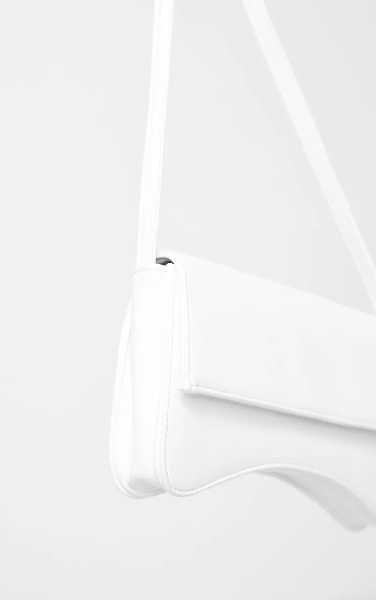 White PU Flap Over Baguette Shoulder Bag sold by Pretty Little Thing product image thumbnail 3