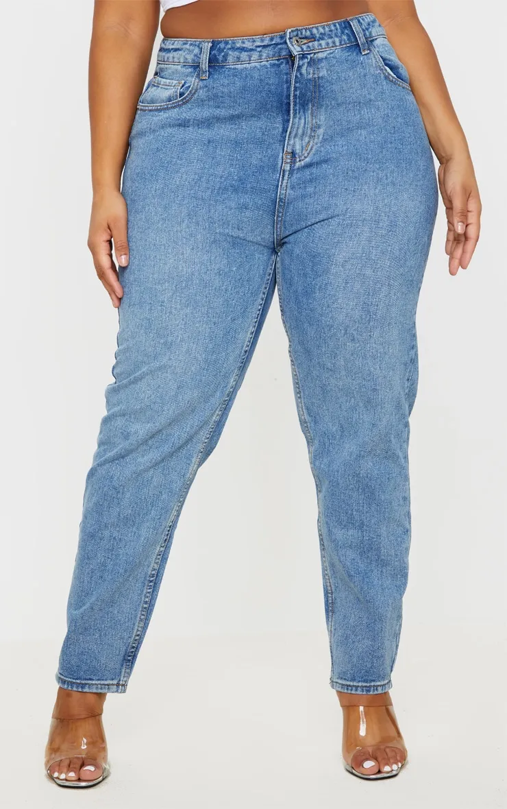 Plus Mid Washed Mom Jeans sold by Pretty Little Thing product image thumbnail 2