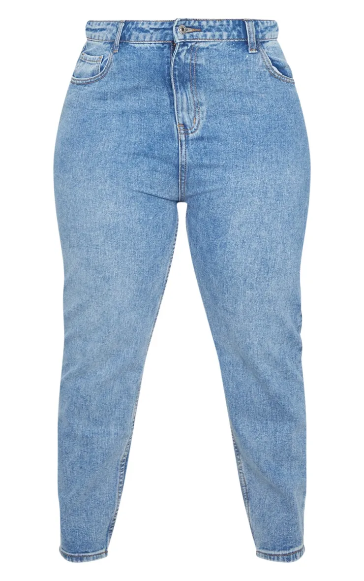 Plus Mid Washed Mom Jeans sold by Pretty Little Thing product image thumbnail 5