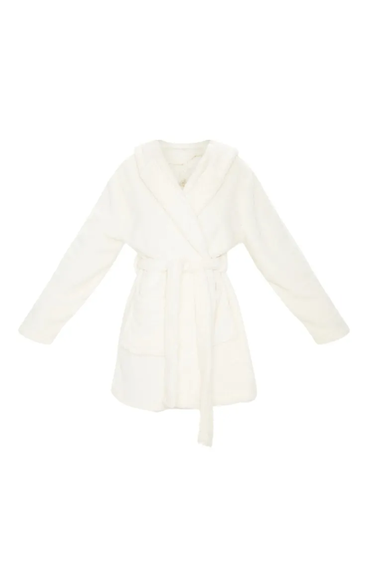 PRETTYLITTLETHING Cream Fluffy Dressing Gown sold by Pretty Little Thing product image thumbnail 3