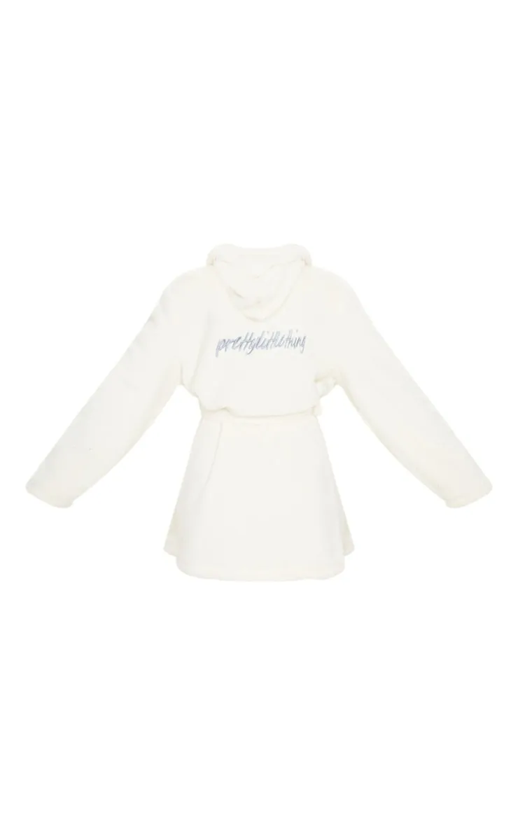 PRETTYLITTLETHING Cream Fluffy Dressing Gown sold by Pretty Little Thing product image thumbnail 4