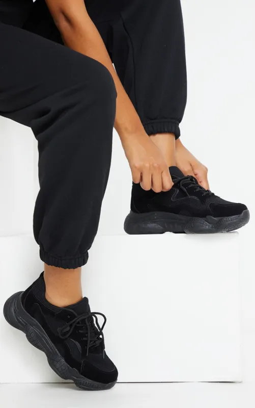 Black Double Bubble Sole Lace Up Trainers sold by Pretty Little Thing