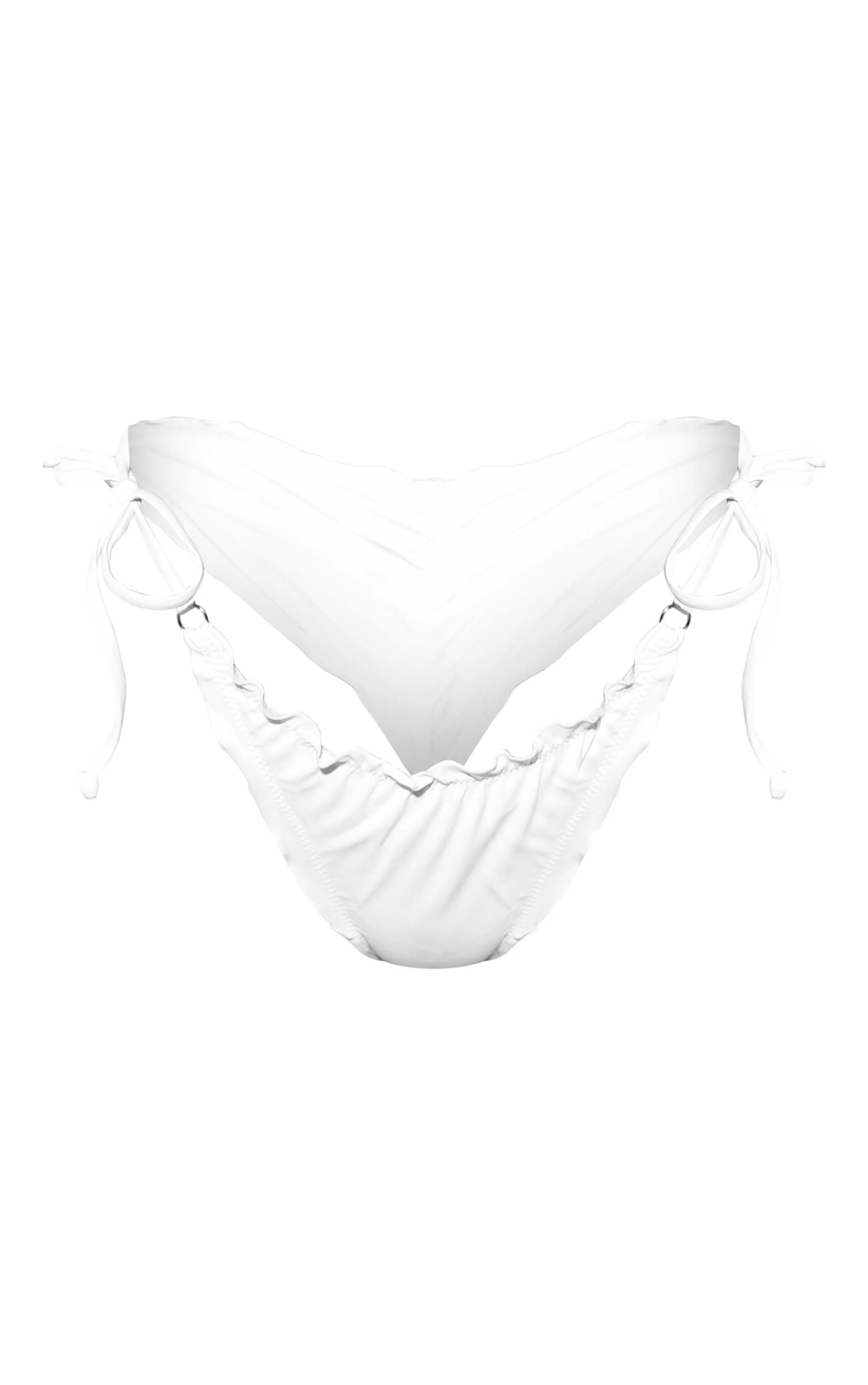 White Frill Edge Ruched Back Bikini Bottoms sold by Pretty Little Thing product image thumbnail 5
