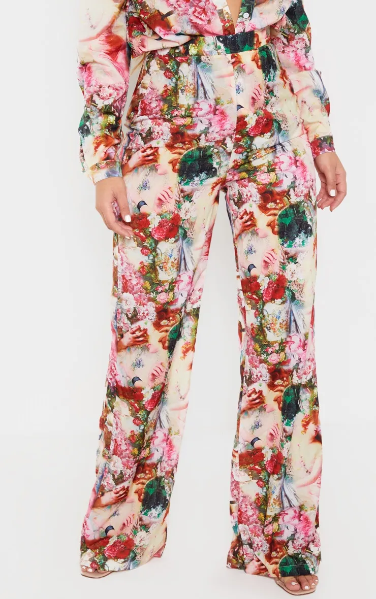 Rose Femme Renaissance Print Wide Leg Trousers sold by Pretty Little Thing product image thumbnail 2