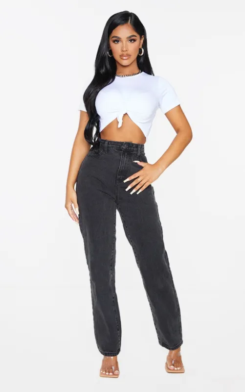 PRETTYLITTLETHING Petite Black Straight Leg Jeans sold by Pretty Little Thing