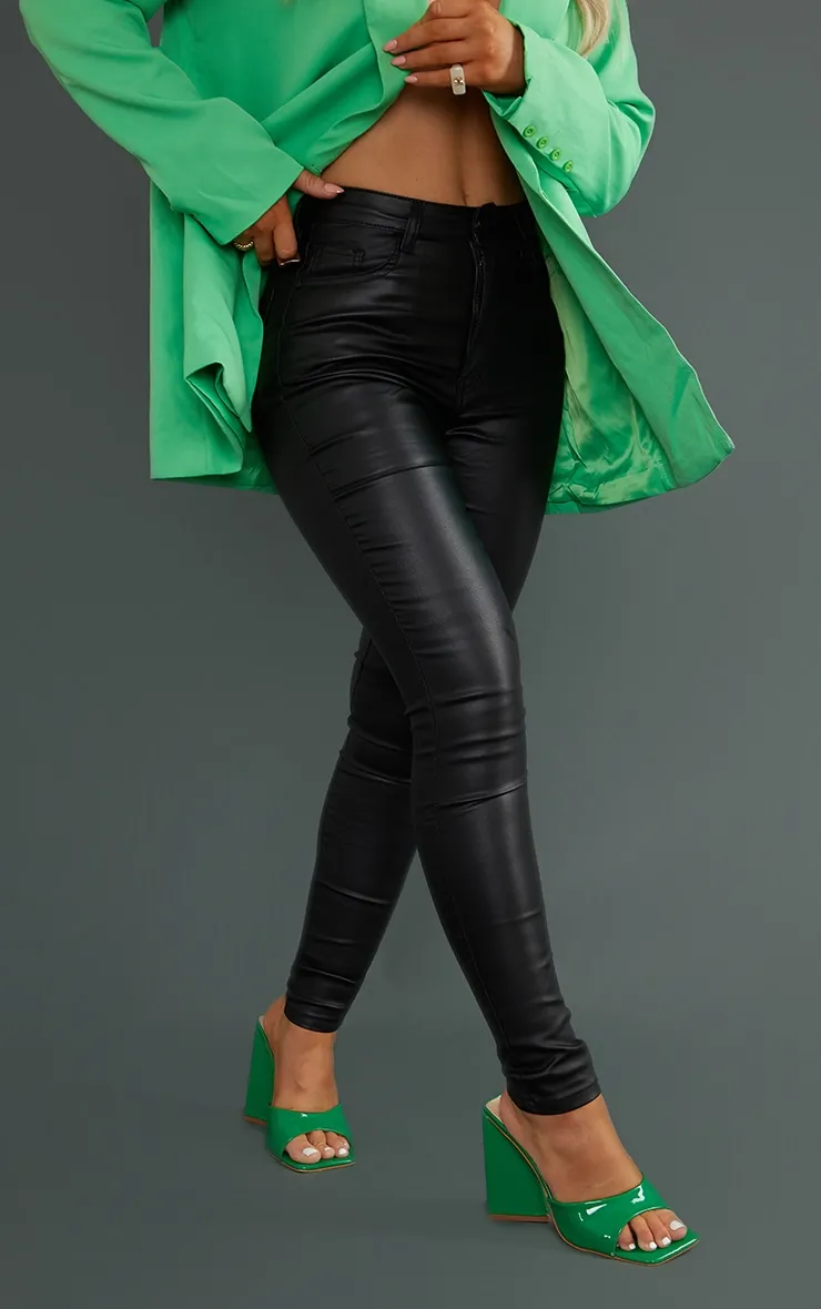 Black 5 Pocket Coated Skinny Jeans sold by Pretty Little Thing product image thumbnail 2