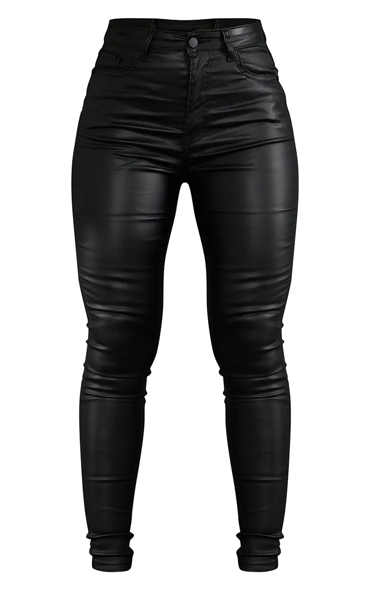 Black 5 Pocket Coated Skinny Jeans sold by Pretty Little Thing product image thumbnail 5
