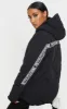 PRETTYLITTLETHING Black Peach Skin Diamond Quilted Oversized Puffer sold by Pretty Little Thing