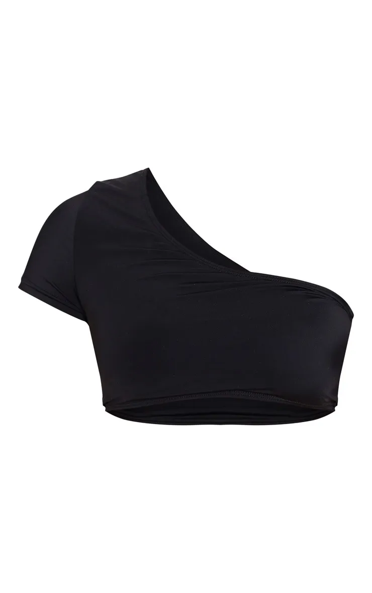 Black One Shoulder Sleeve Bikini Top sold by Pretty Little Thing product image thumbnail 3