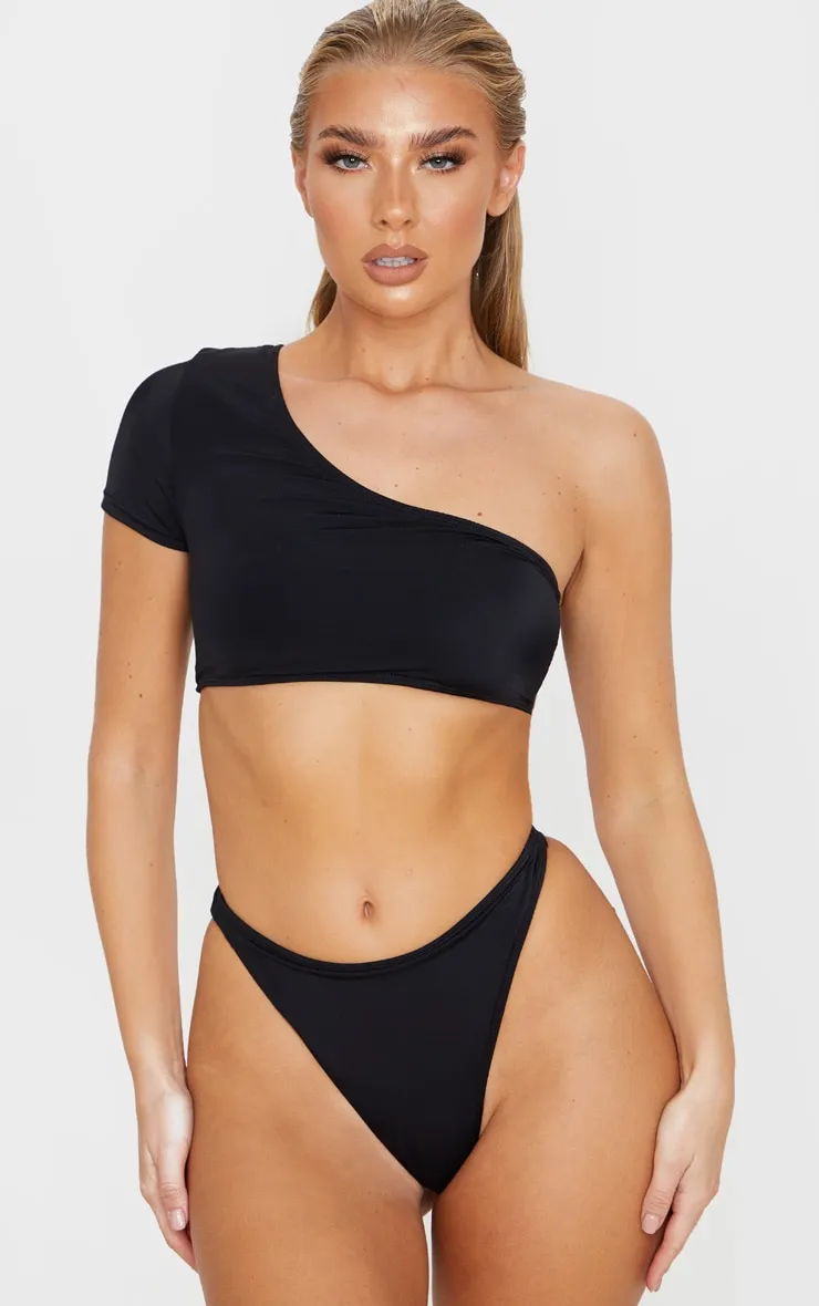 Black One Shoulder Sleeve Bikini Top sold by Pretty Little Thing product image thumbnail 4