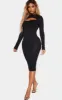 Shape Black Jersey Cut Out Long Sleeve Midi Dress sold by Pretty Little Thing