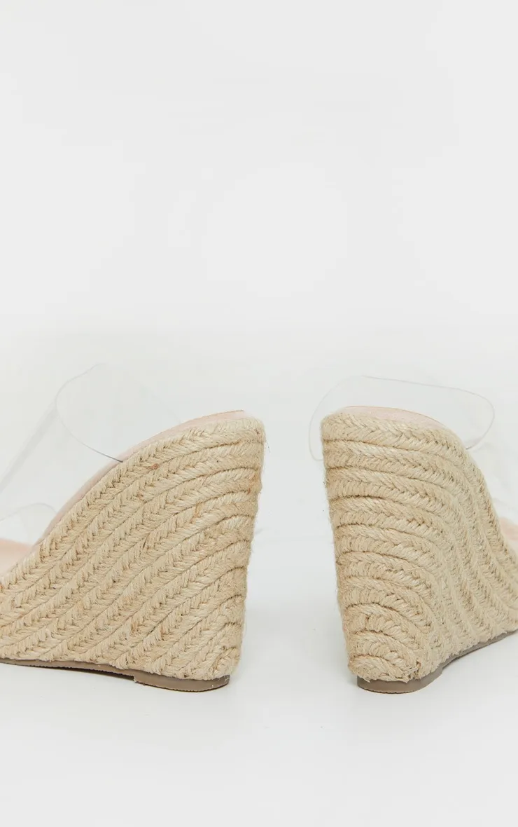 Nude Twin Strap Clear Mule Espadrille Wedges sold by Pretty Little Thing product image thumbnail 3