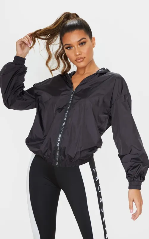 PRETTYLITTLETHING Black Sport Zip Up Windbreaker sold by Pretty Little Thing