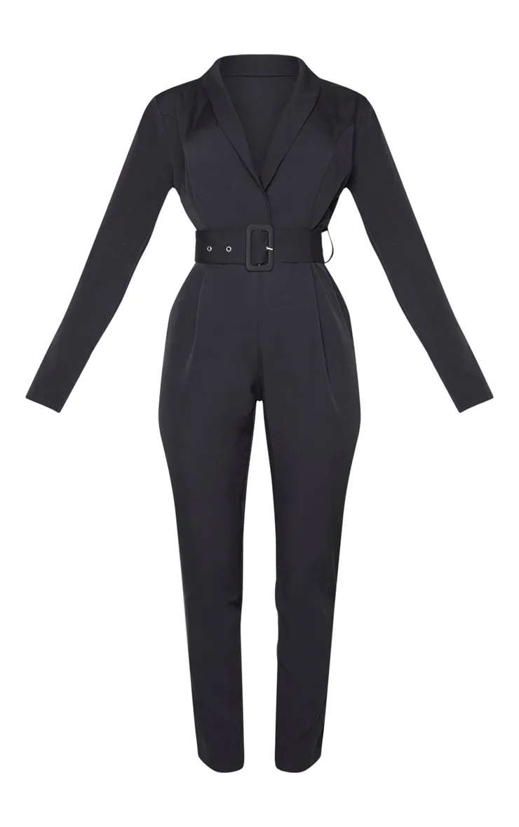 Black Lapel Detail Belted Jumpsuit sold by Pretty Little Thing product image thumbnail 3