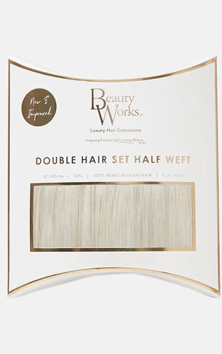 Beauty Works Double Hair Set Weft Clip In 18 Inch Pure Platinum 50 Grams sold by Pretty Little Thing