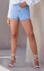 PRETTYLITTLETHING Light Blue Wash Raw Hem Hot Pants sold by Pretty Little Thing