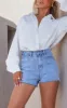 PRETTYLITTLETHING Light Blue Wash Raw Hem Hot Pants sold by Pretty Little Thing