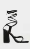 Black Toe Loop Ankle Tie Chunky Block Heel Sandals sold by Pretty Little Thing
