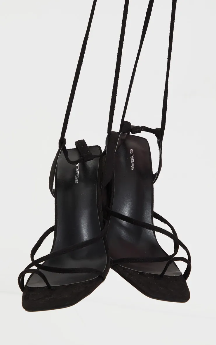 Black Toe Loop Ankle Tie Chunky Block Heel Sandals sold by Pretty Little Thing product image thumbnail 4
