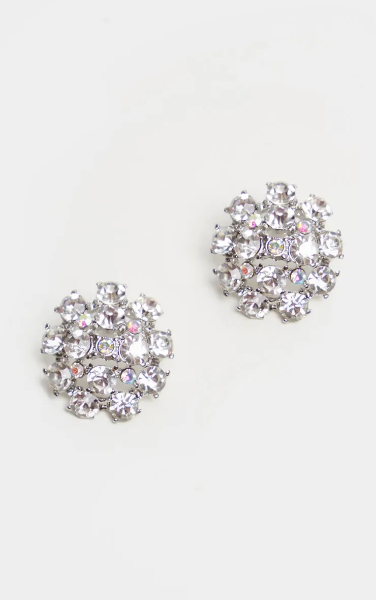 Silver Crystal Large Stud Earrings sold by Pretty Little Thing product image thumbnail 2