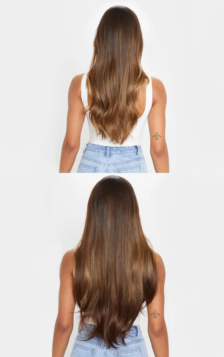 LullaBellz 22" 5 Piece Straight Clip In Hair Extensions Choc Brown sold by Pretty Little Thing product image thumbnail 5