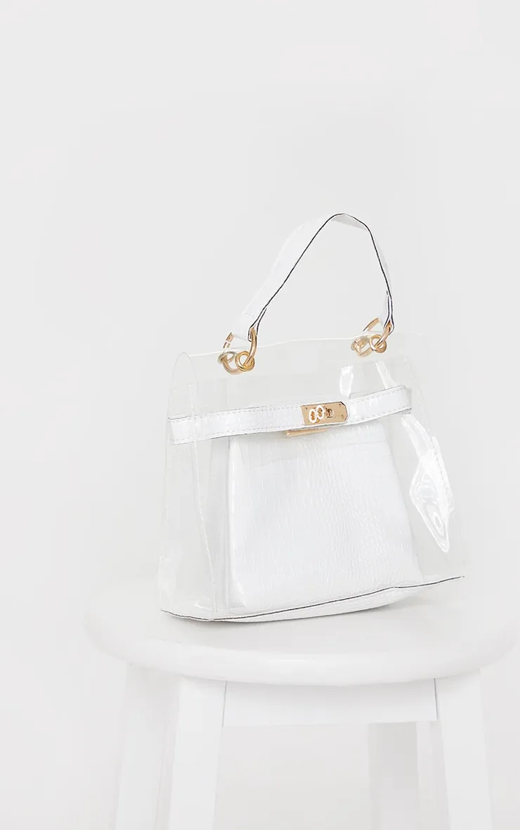 Clear Mini Cream Croc Cross Body Bag sold by Pretty Little Thing product image thumbnail 3