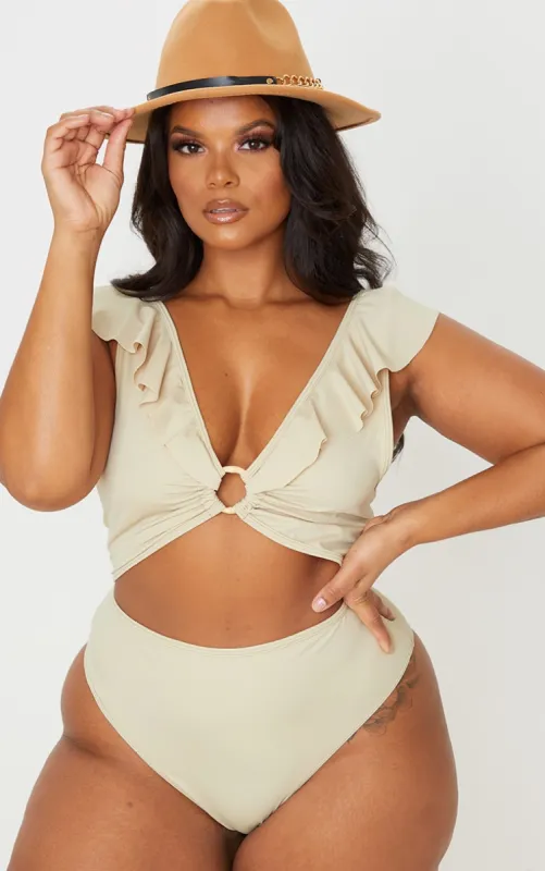 Plus Stone Frill Edge Ring Detail Swimsuit sold by Pretty Little Thing